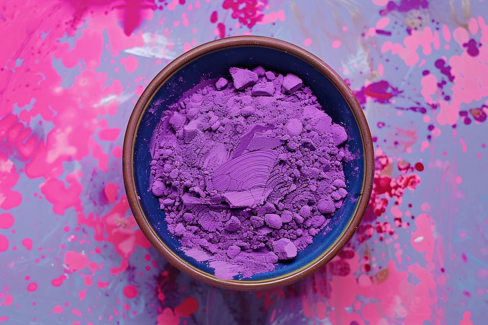 Holi color powders purple cosmetics magenta.