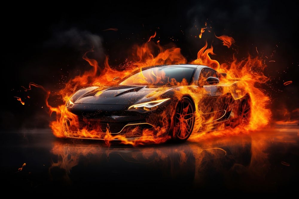 Sport car fire flame vehicle sports transportation.