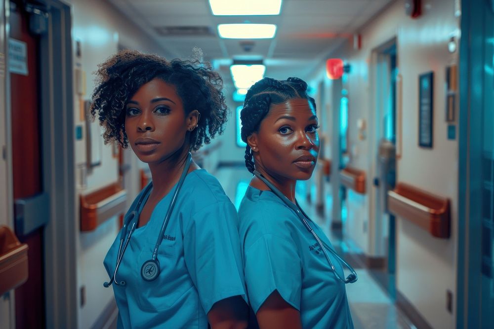 Pride black nurse and doctor hospital adult architecture.