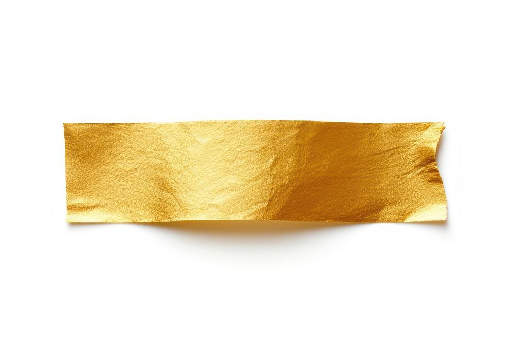 Gold color washi tape paper white background rectangle.