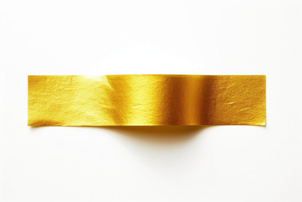 Gold color washi tape paper white background rectangle.