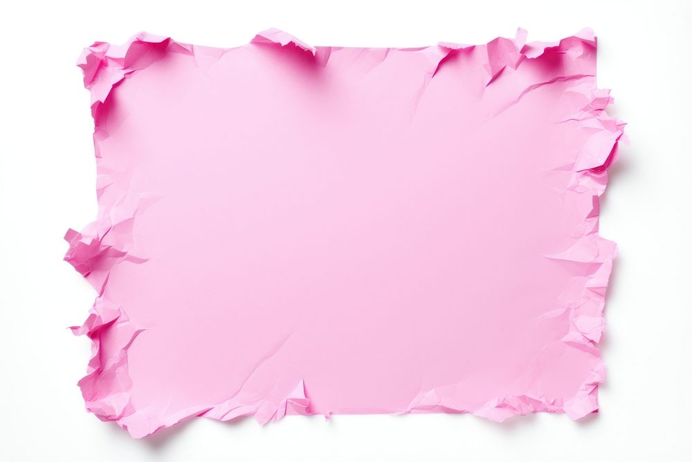 A square pink torn paper backgrounds petal white background.