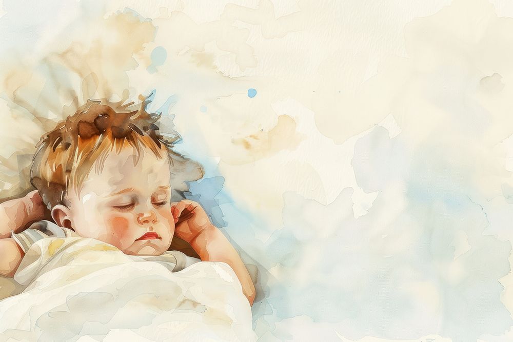 Baby sleeping painting portrait comfortable.