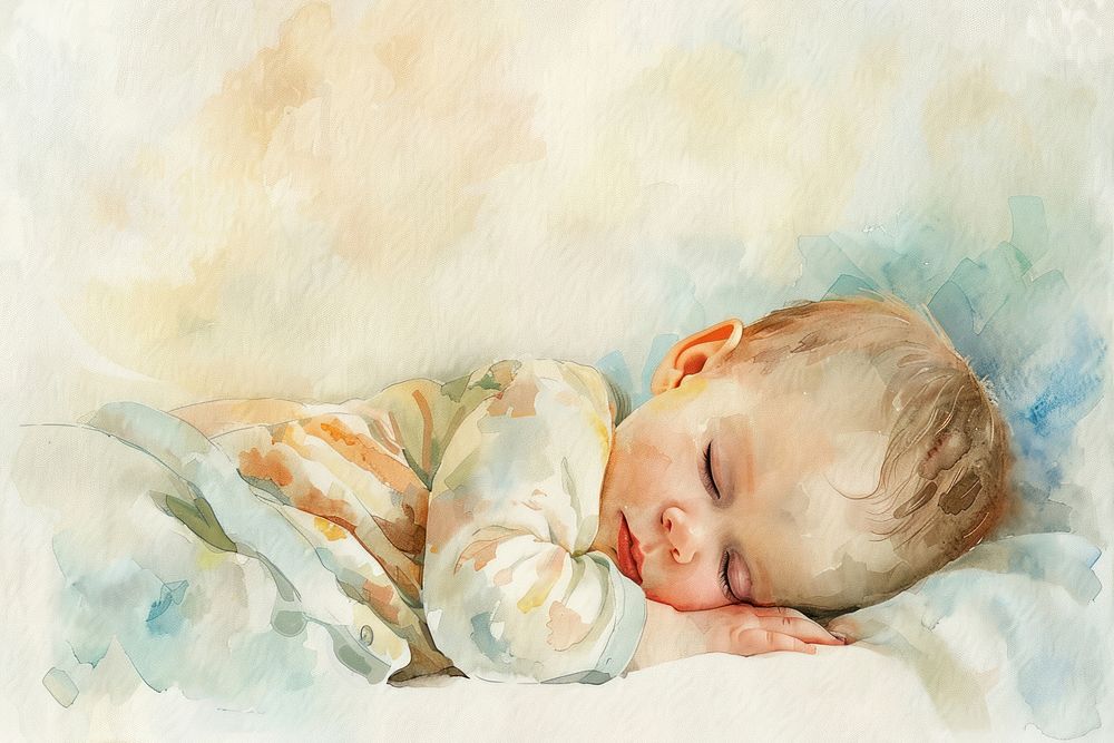 Baby sleeping painting newborn art.