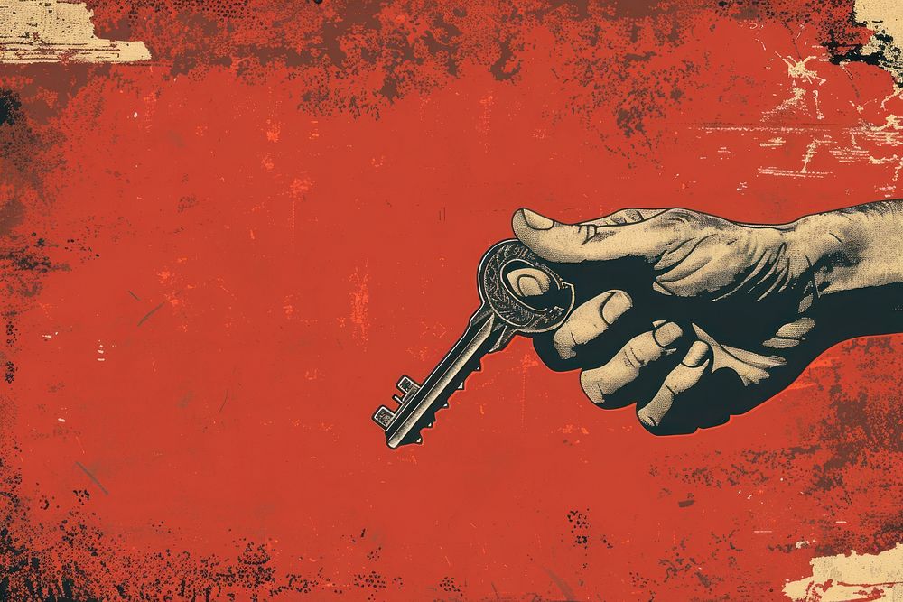 Hand holding a key backgrounds aggression revolver.