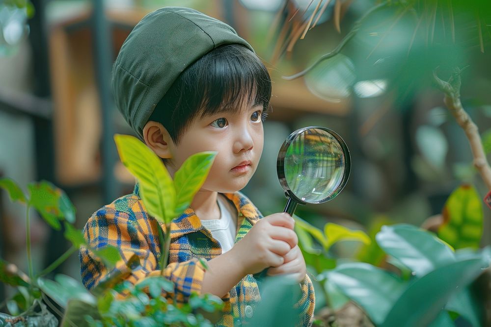 Child holding magnifying glasses photo photography curiosity.