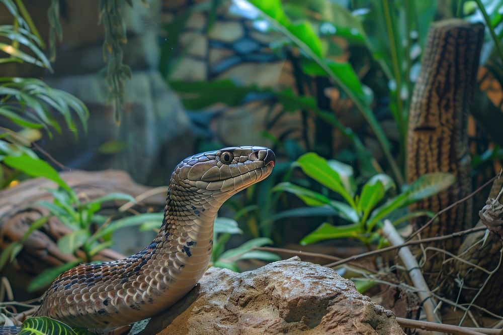 Snake King cobra reptile animal plant.