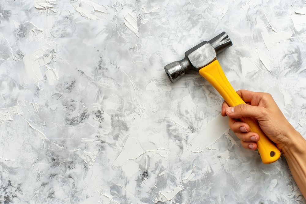 Person holding hammer backgrounds tool hand.