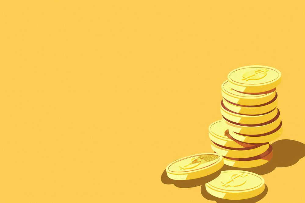 Gold coins backgrounds yellow copy space.