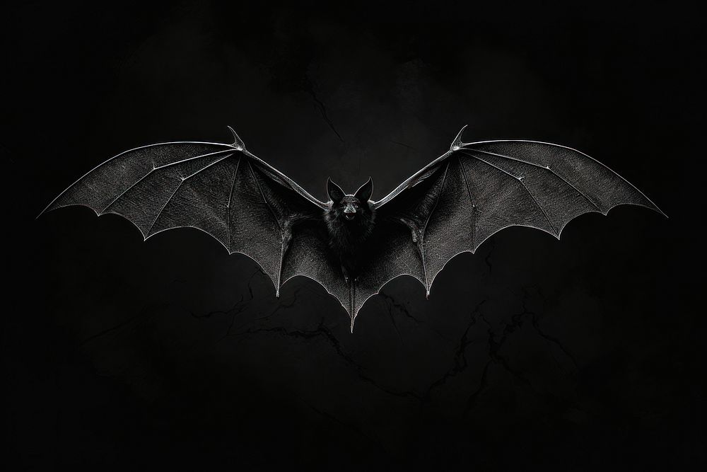 Silkscreen of bat animal nature black.