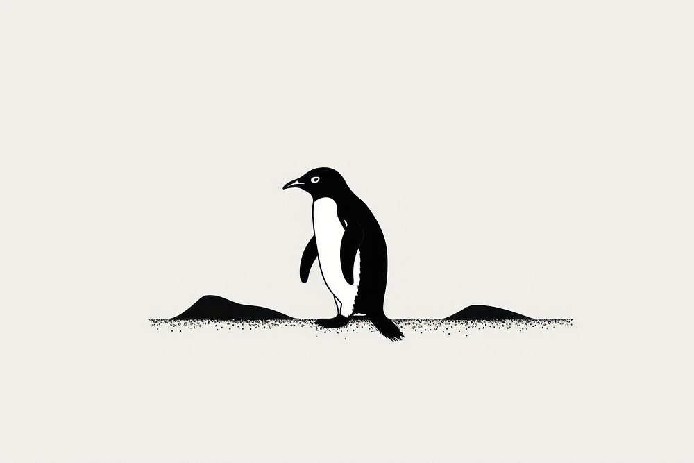Silkscreen of penguin animal nature black.