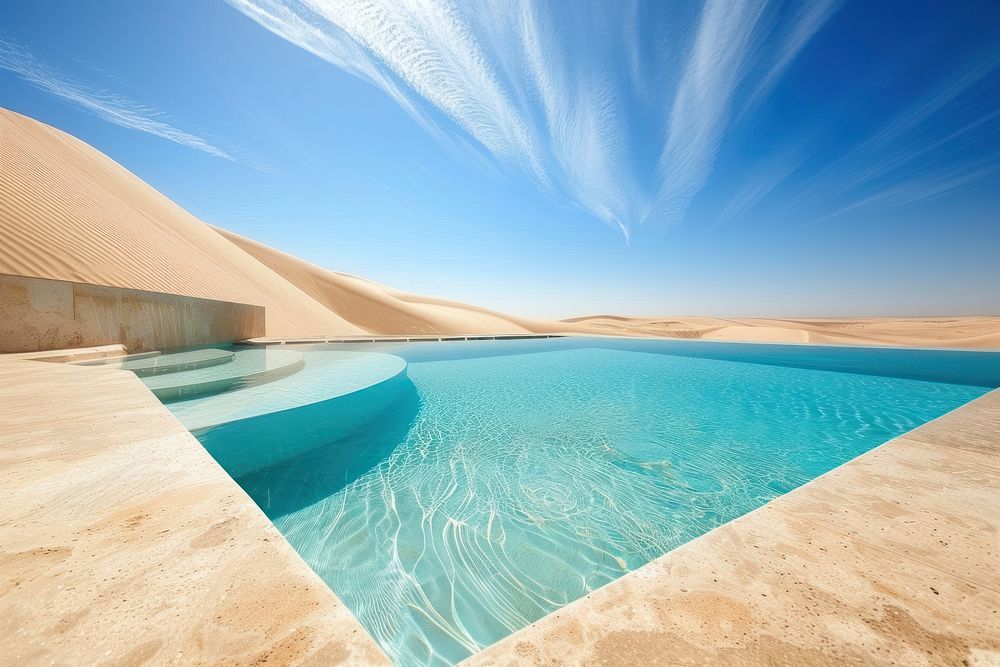 Sand dune desert luxury hotel blue.