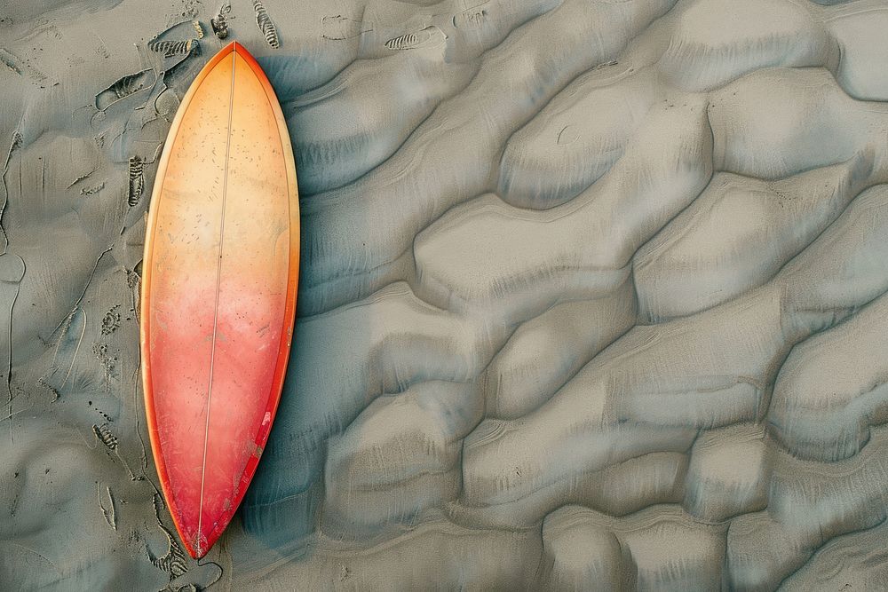 Colorful surfboard on sand backgrounds outdoors recreation.