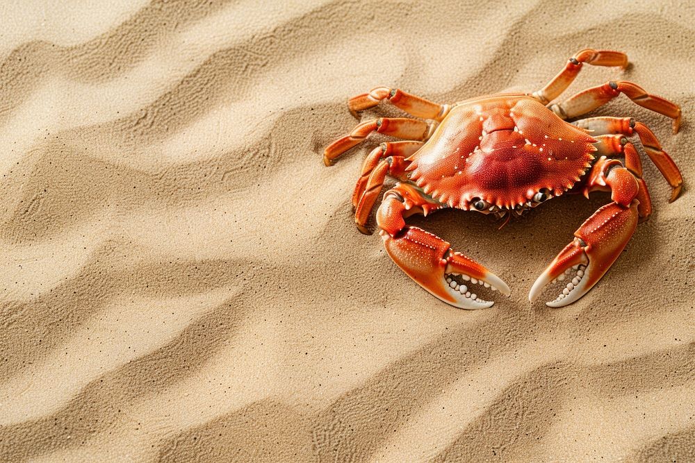 Crab on sand seafood animal invertebrate.