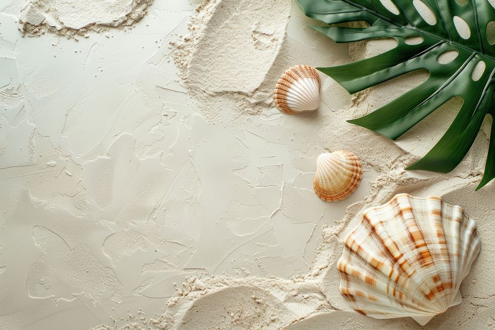 Sea shell on sand backgrounds seashell invertebrate.