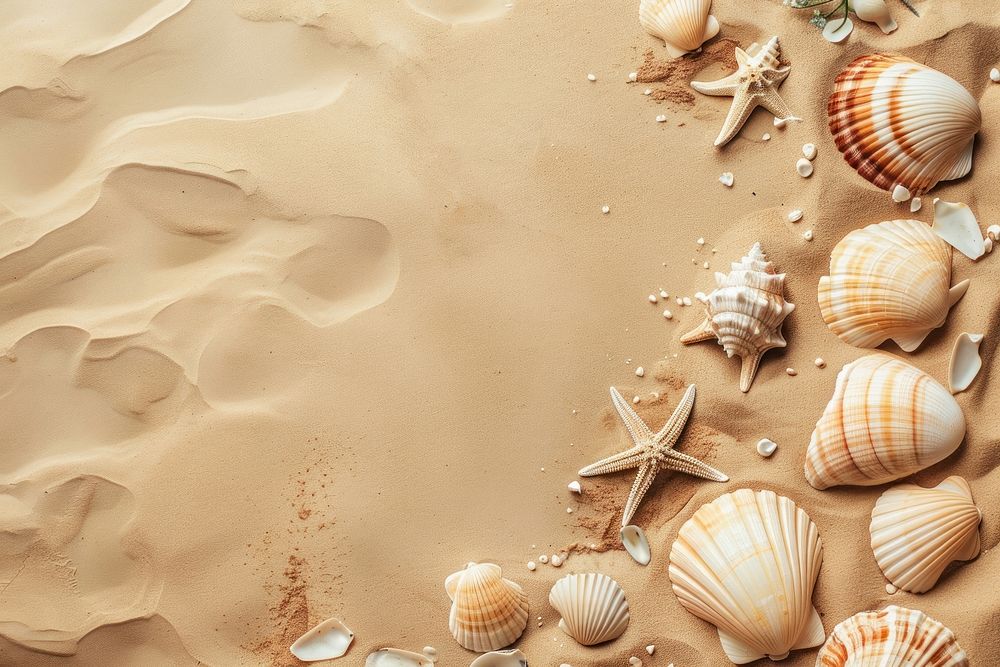 Sea shell on sand backgrounds seashell outdoors.