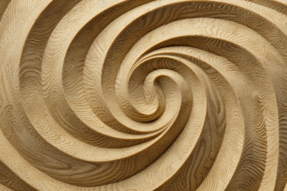 Swirl pattern on sand backgrounds spiral wood.