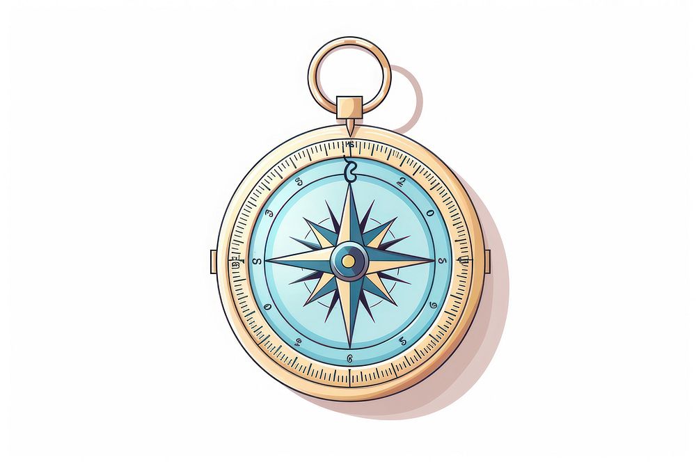 Compass jewelry locket white background.