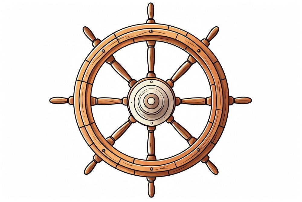 Pirate ship wheel vehicle white background transportation.