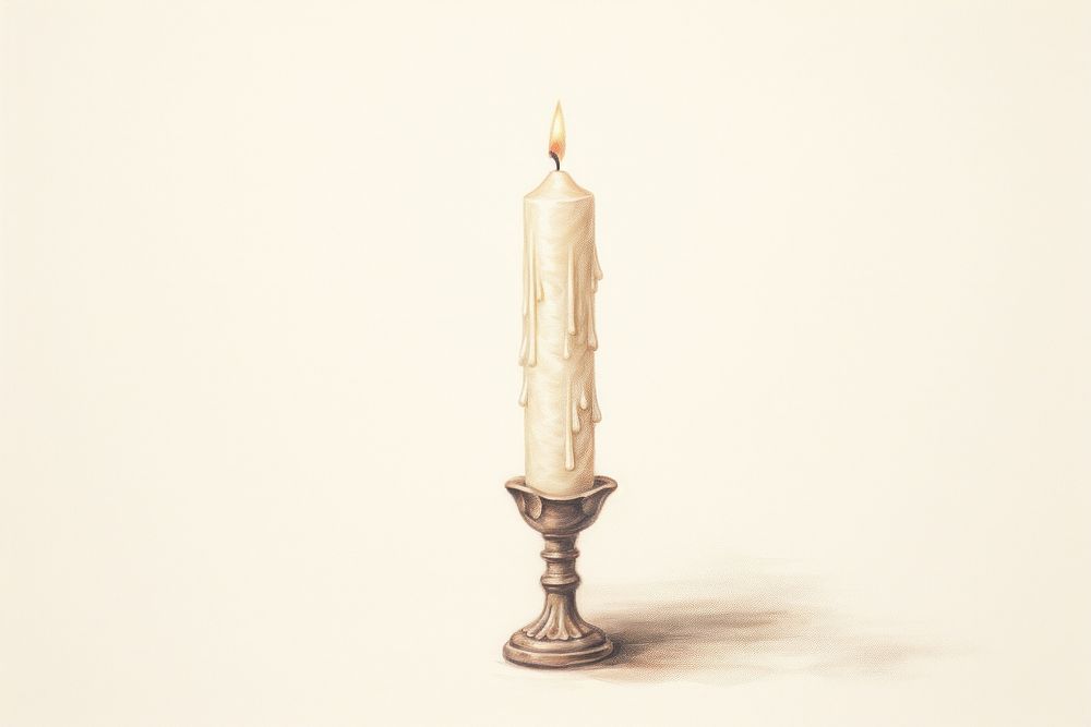A candle illuminated candlestick lighting.