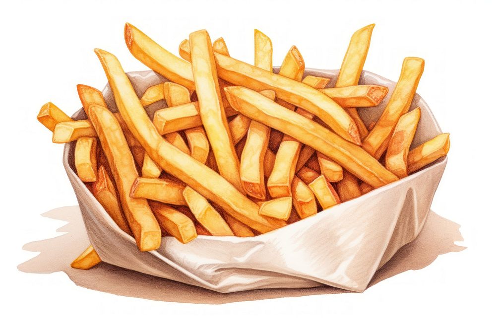A French fries ketchup paper food.