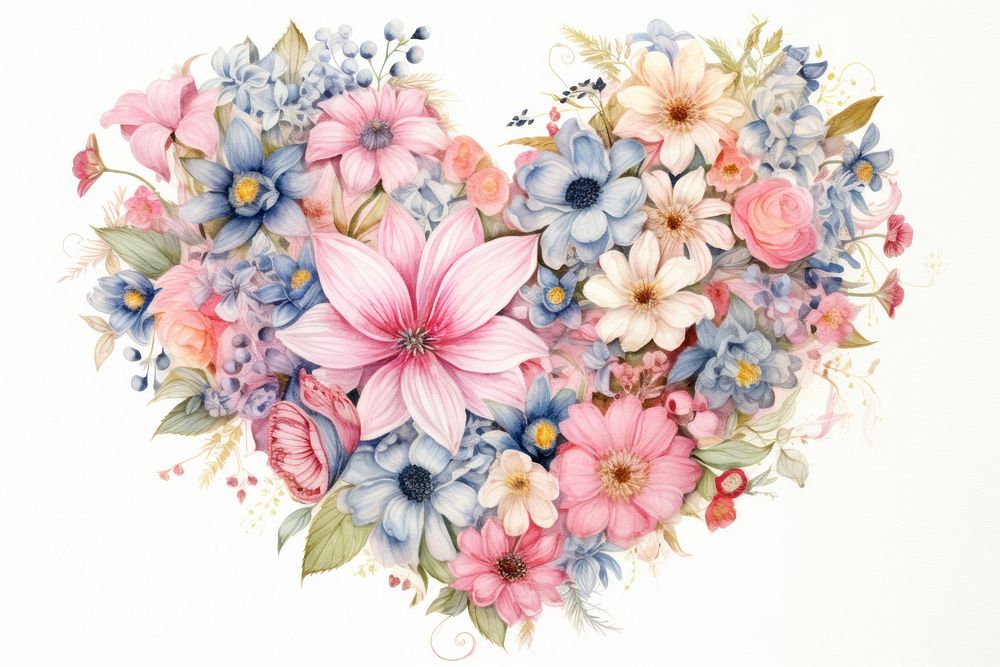 Flower making heart shape illustration backgrounds painting pattern.