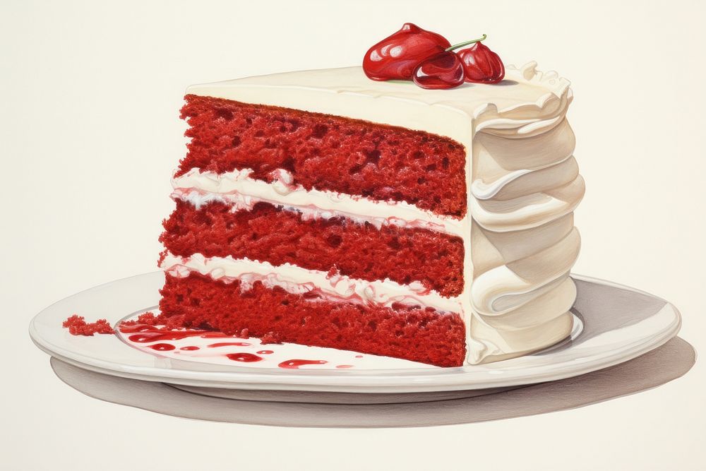 Red velvet cake strawberry dessert cream.