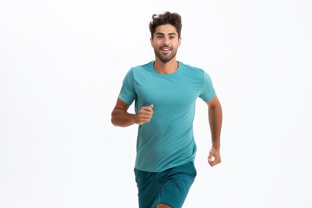 Man Jogging wear color t-shirt jogging portrait running.