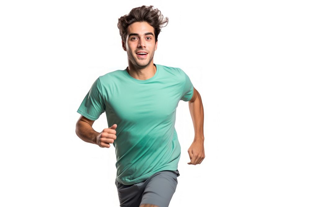 Man Jogging wear color t-shirt jogging portrait running.