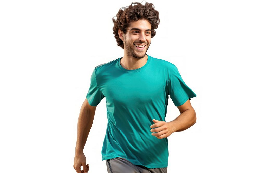 Man Jogging wear color t-shirt portrait jogging sleeve.