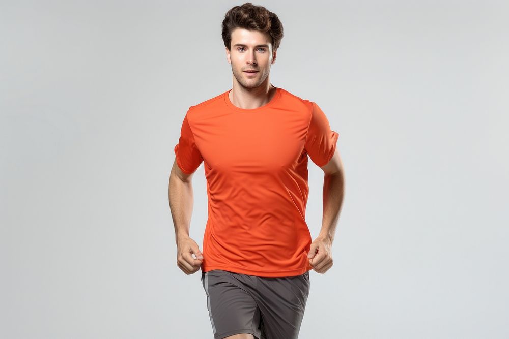 Man Jogging wear color t-shirt portrait jogging adult.