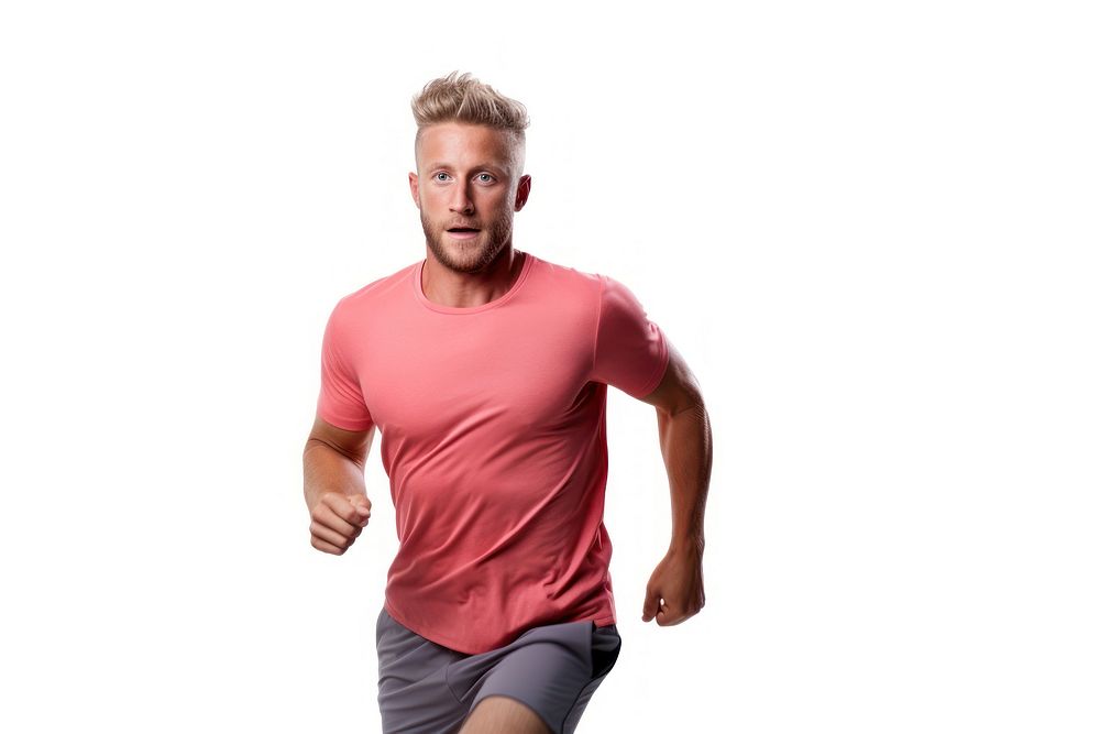 Man Jogging wear color t-shirt jogging portrait running.