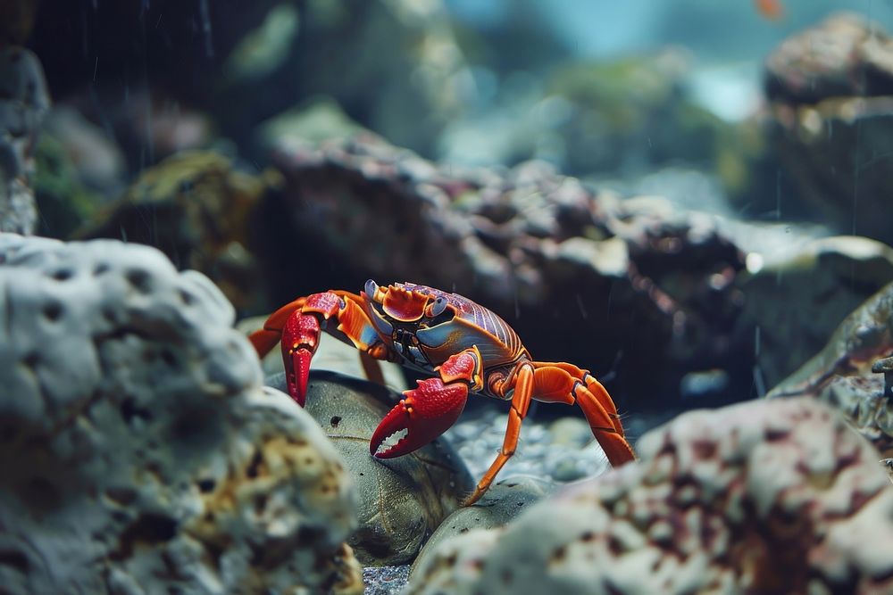 Red crab or fiddler lobster seafood animal.
