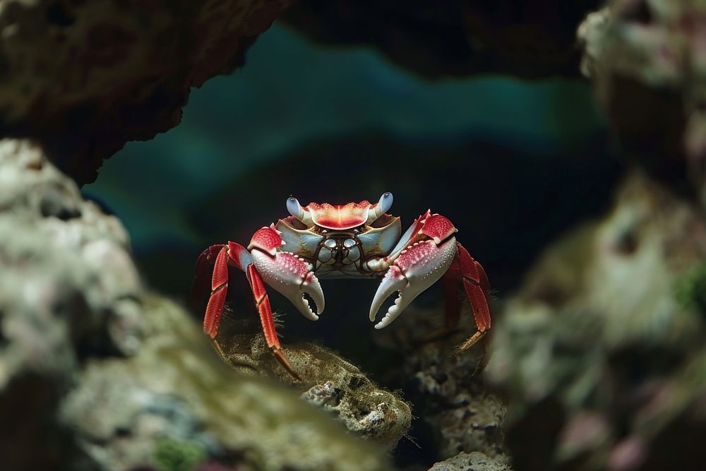 Red crab or fiddler seafood animal invertebrate.