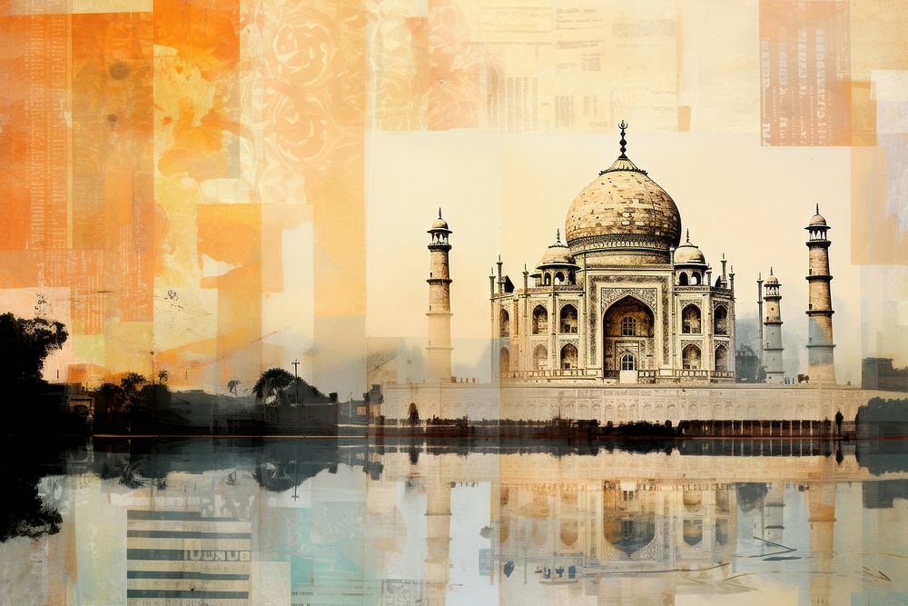 Gold Taj Mahal in India in ramadan landscapes architecture building calligraphy.
