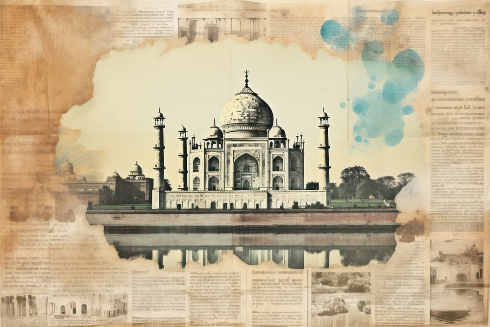 Gold Taj Mahal in India in ramadan landscapes architecture newspaper building.