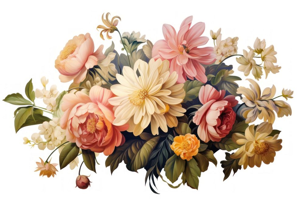 Bouquet of flowers painting pattern dahlia.