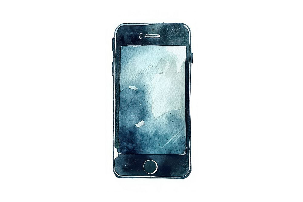 Phone icon watercolor art white background portability electronics.