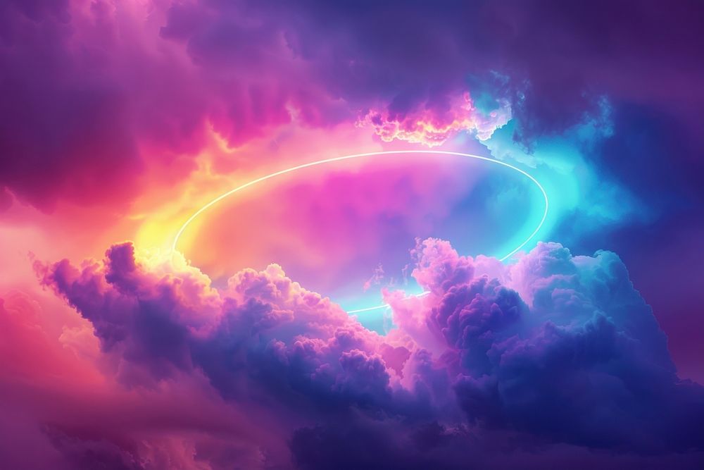 Rainbow ring background cloud outdoors nature.