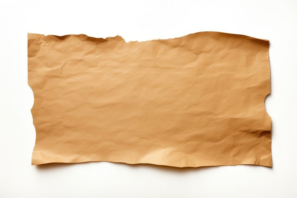 Torn strip of paper aesthetic brown paper backgrounds white background parchment.