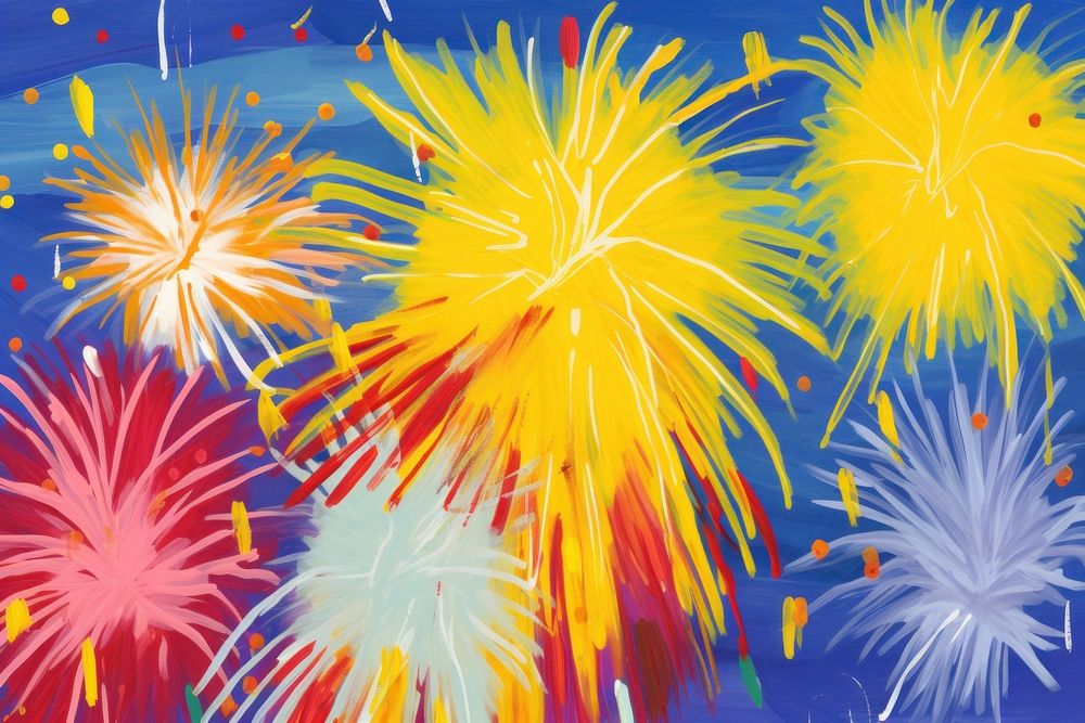 Fireworks gouache and acrylic backgrounds painting illuminated.