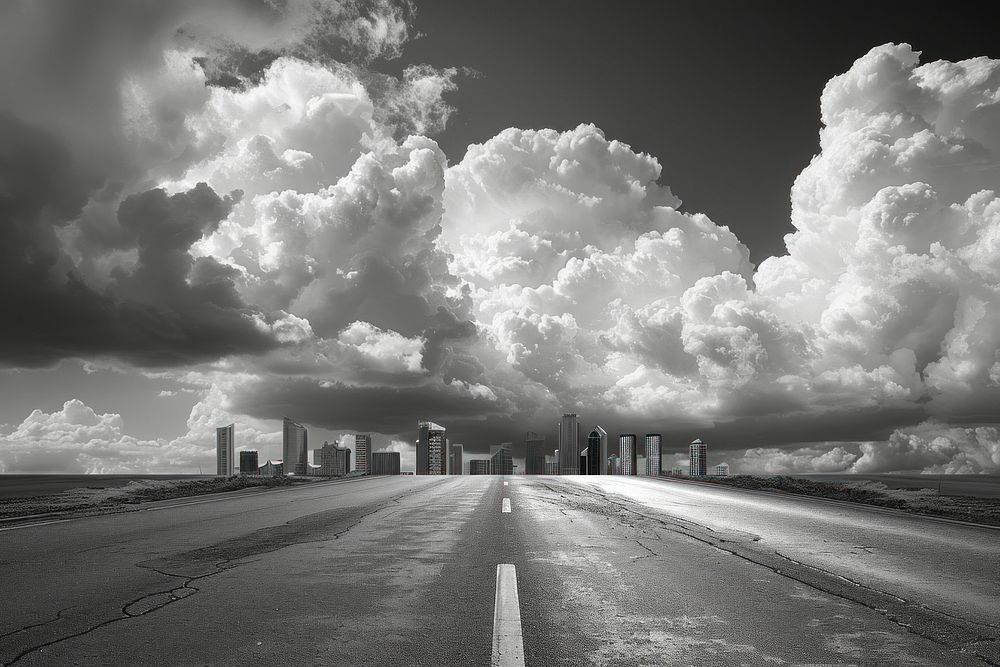 Road and cityscape cloud sky architecture.