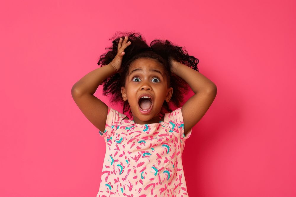 Cute black kid girl portrait child pink.