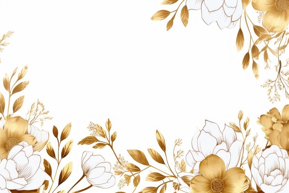 Flowers border frame backgrounds pattern gold.