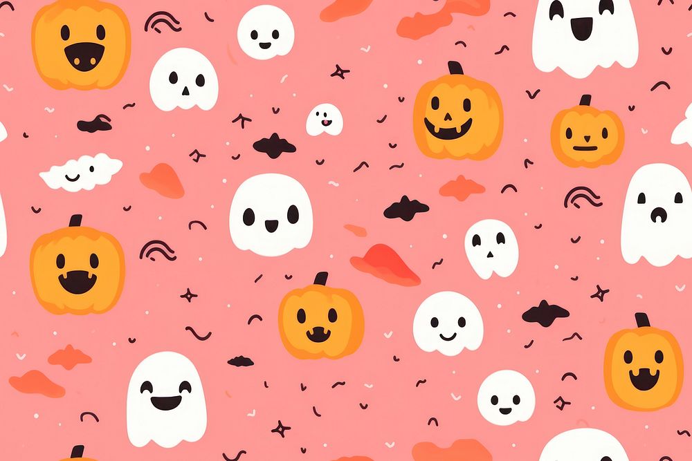 Halloween pattern cute Risograph printing backgrounds anthropomorphic celebration.