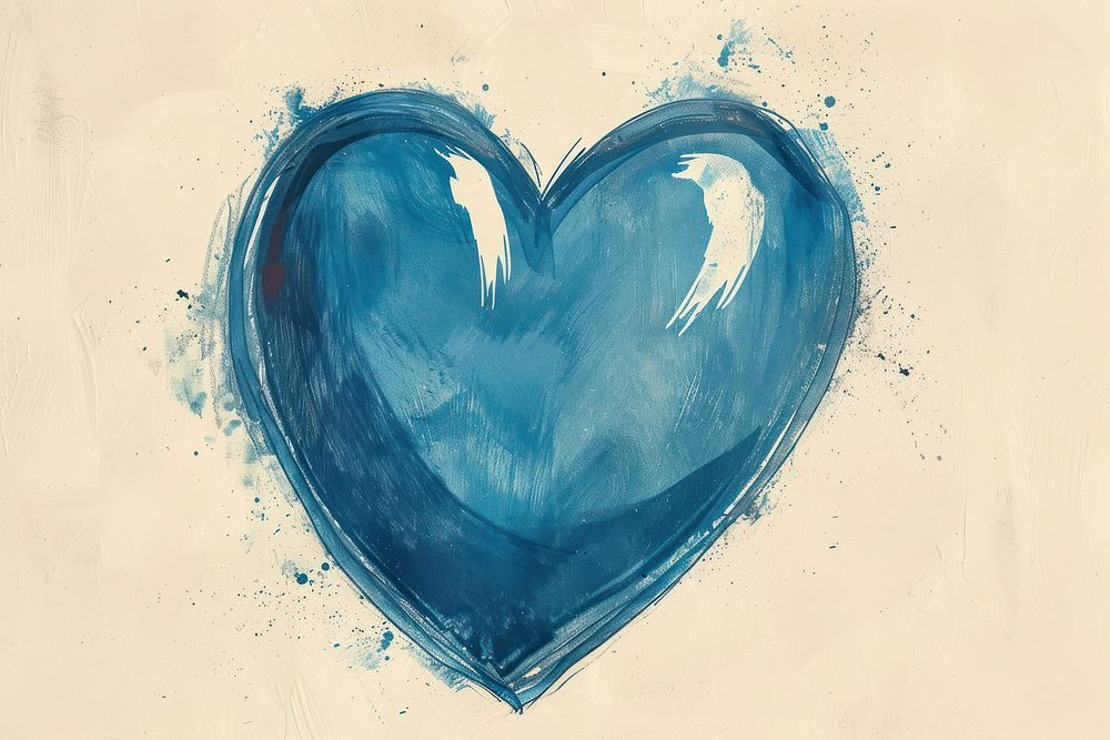 Drawing of blue heart backgrounds creativity textured.