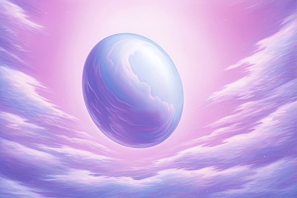 Pastel purple easter egg floating in space planet sphere sky.