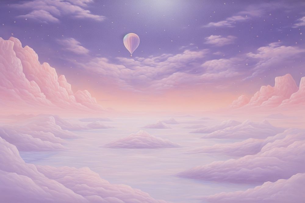 Illustration of a pastel purple italy floating in space landscape outdoors balloon.