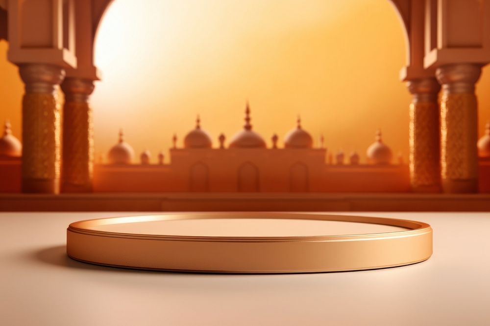 Ramadan product podium backdrop architecture building dome.