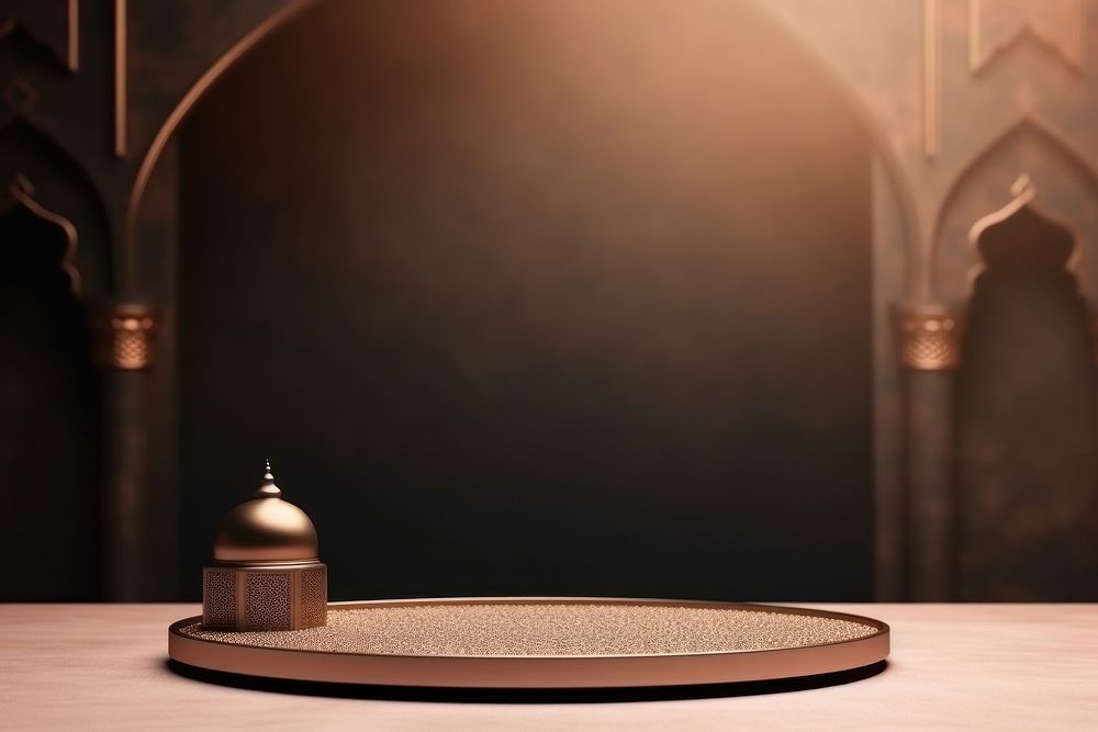 Ramadan product podium backdrop table spirituality architecture.
